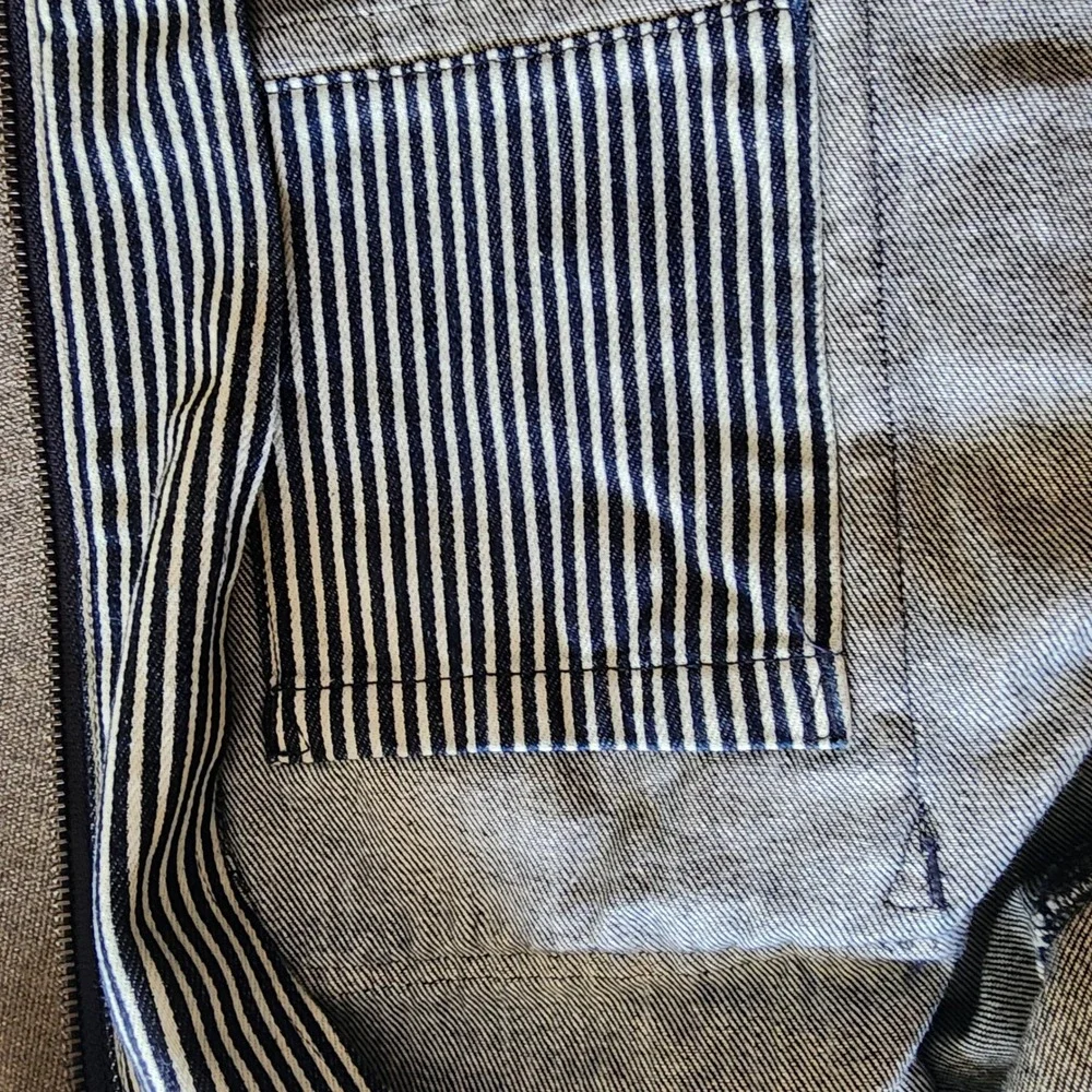 Levis Hickory Stripe Zip Up Workwear Jacket Blue White Denim Mens Medium @27 - Picture 15 of 16